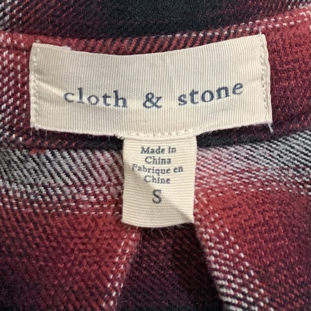 Anthropologie Cloth & Stone Top Women's Small Black Red Plaid Button Up Shirt - Picture 4 of 7